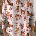 Women's Christmas Deer Art Print Buttoned Cardigan Sweater