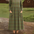 Women's Vintage Plaid Pattern Art Print Casual Cotton Dress