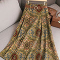 Women's Vintage Flower Art Print Casual Cotton Skirt