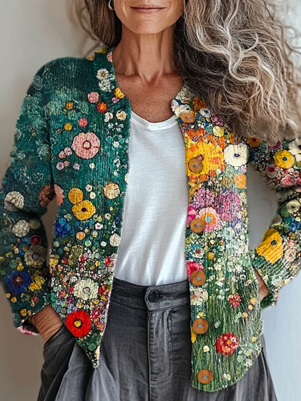 womens-vintage-floral-art-print-buttoned-cardigan-sweater-u6hh