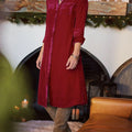 Women's Solid Color V-Neck Long Sleeve Casual Loose Velvet Autumn and Winter Dress