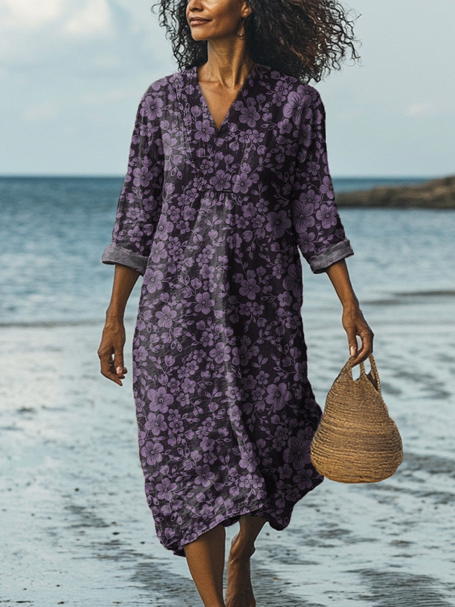 Midnight Summer Floral Pattern Printed Women's Dress