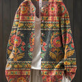 Women's Vintage Floral Art Print Casual Cotton And Linen Shirt