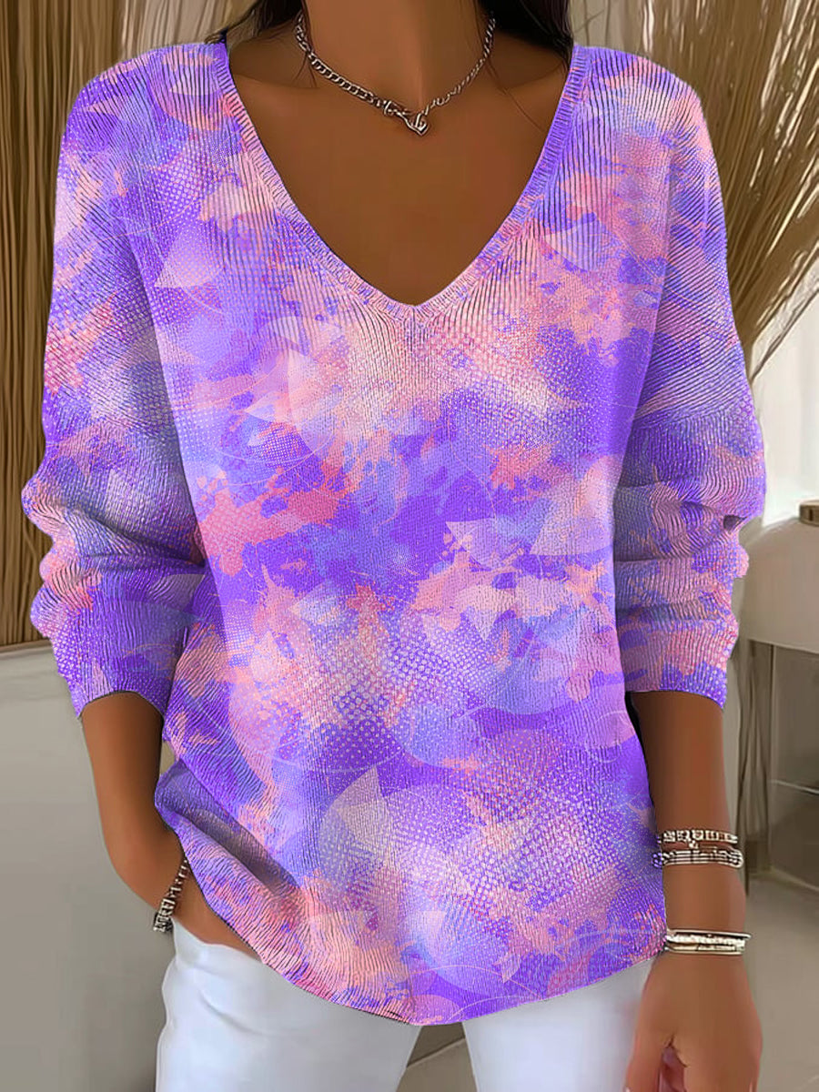 womens-purple-leaves-painting-art-print-casual-pullover-sweater