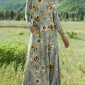 Women's Vintage Floral Art Print Casual Cotton Dress