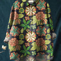 Women's Vintage Floral Art Print Casual Cotton And Linen Shirt
