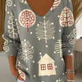 Women's Christmas Tree Pattern Print Casual Pullover Sweater
