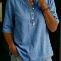 Casual & Cozy Classic Henley Denim Shirt