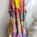 Women's Beautiful Abstract Multicolor Block Graffiti Art Print Pocket Cotton Dress