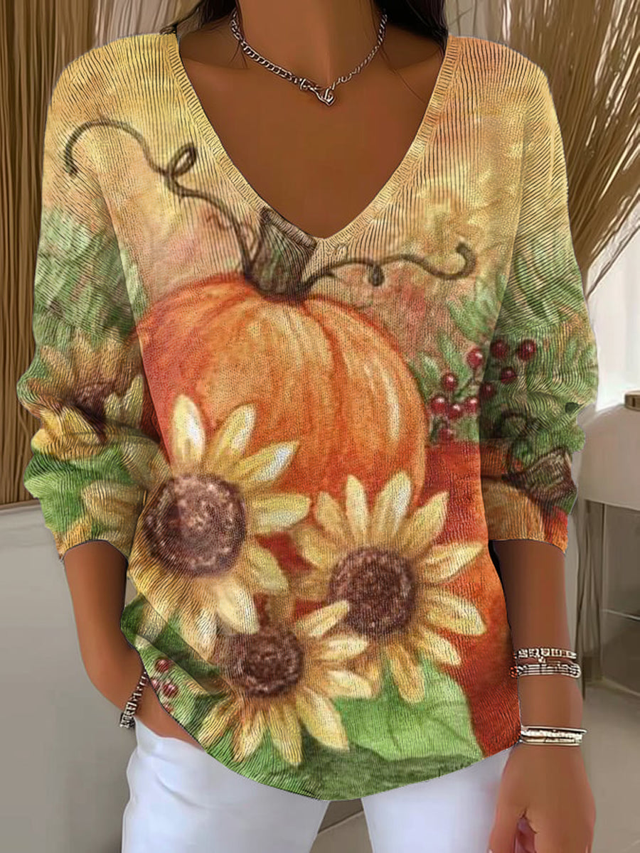 womens-floral-pumpkin-painting-art-print-casual-pullover-sweater-70x8
