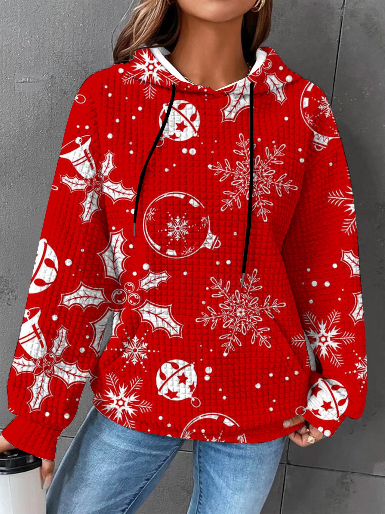 Autumn/Winter Women's Essential Creative Printed Long Sleeve Hooded Sweatshirt