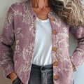 Women's Vintage Floral Art Print Buttoned Cardigan Sweater