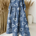 Women Love Pattern Art Print Casual Denim Dress