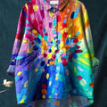 Women's Colorful Art Print Casual Cotton And Linen Shirt