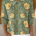 Pull vintage à col Claudine pour femme, style décontracté, à motifs floraux et manches 3/4 (YPGQ)