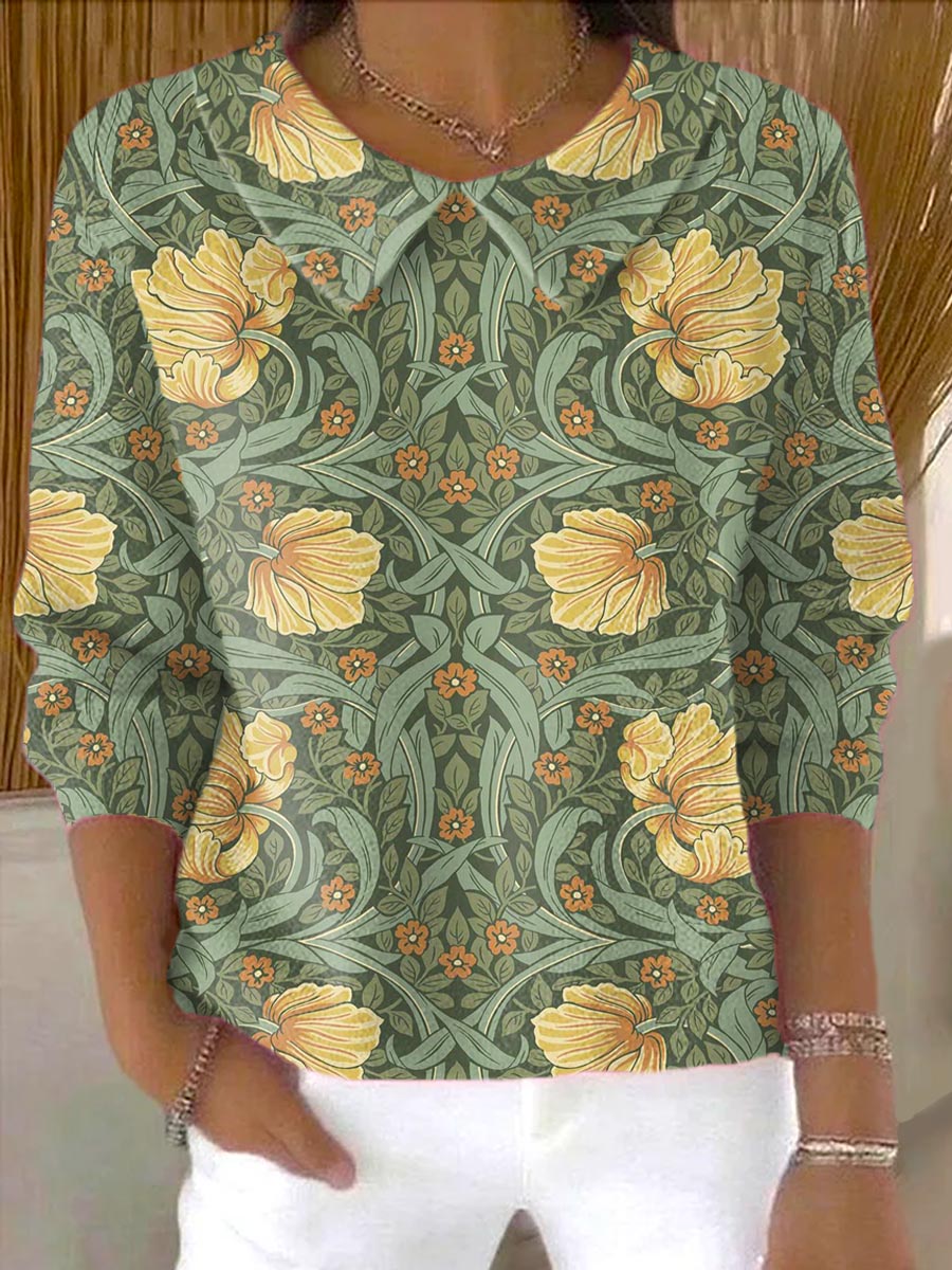 womens-vintage-floral-art-casual-peter-pan-collar-3-4-sleeve-sweater-ypgq