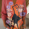 womens-lovely-cat-floral-art-printed-casual-sweater