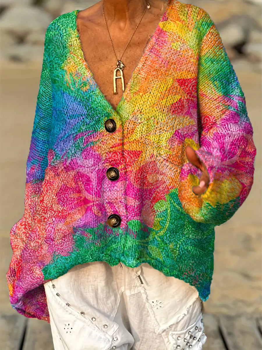 womens-beautiful-colorful-abstract-floral-leaves-painting-art-print-casual-pullover-sweater