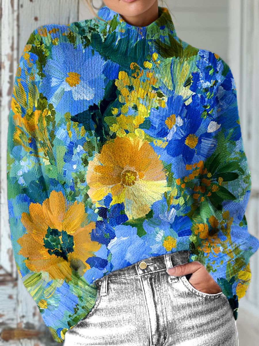 beautiful-colorful-oil-painting-flower-painting-art-print-knit-turtleneck-pullover-sweater