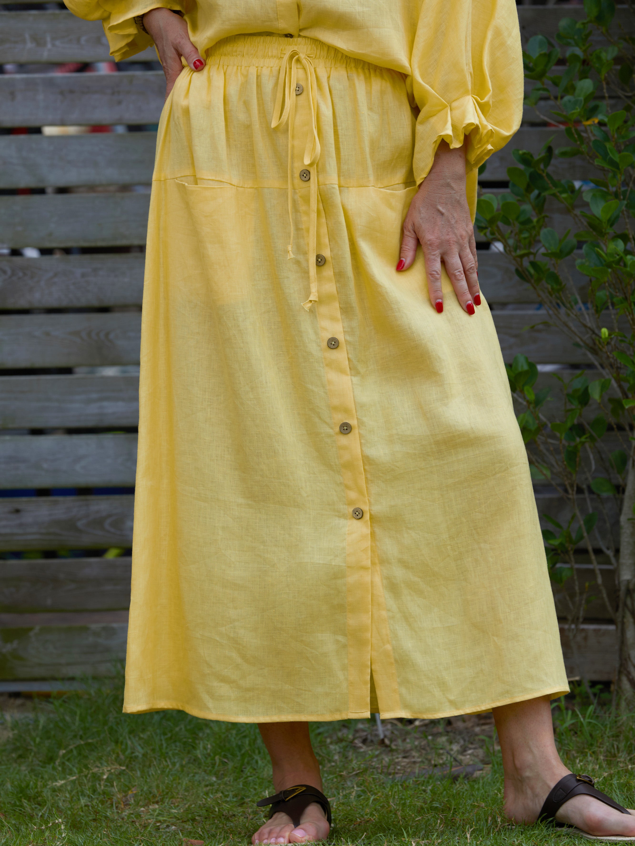 Women's 100%  Linen Pocket Skirt