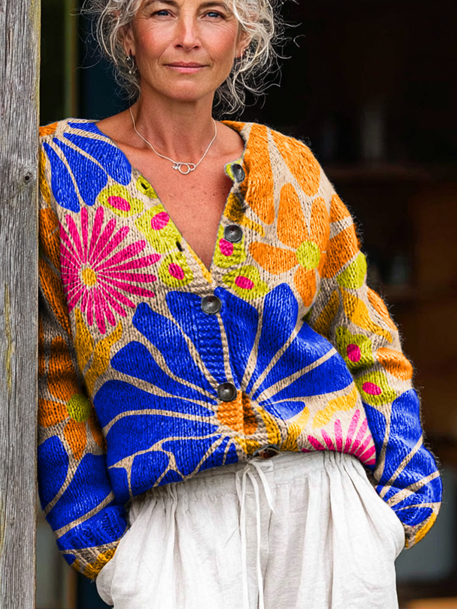 beautiful-abstract-colorful-geometric-floral-painting-art-print-buttoned-cardigan-sweater
