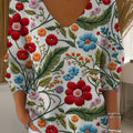 Women's Vintage Floral Art Print Casual Pullover Sweater