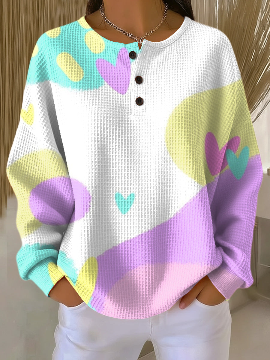 Women's Beautiful Colorful Abstract Graffiti Love Heart Painting Art Print Casual Cotton Sweatshirt