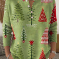 Vintage  Christmas Art Print Buttoned Cardigan Sweater