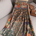 Women's Retro Splicing Flowers Pattern Casual Print Cotton Skirt