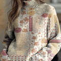 womens-vintage-ethnic-art-flower-print-knit-turtleneck-pullover-sweater