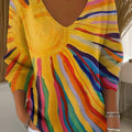 Women's Beautiful Multicolor Abstract Sun Painting Art Print Casual Pullover Sweater