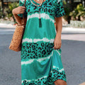 Green Leopard H Shape Short Sleeve Dress