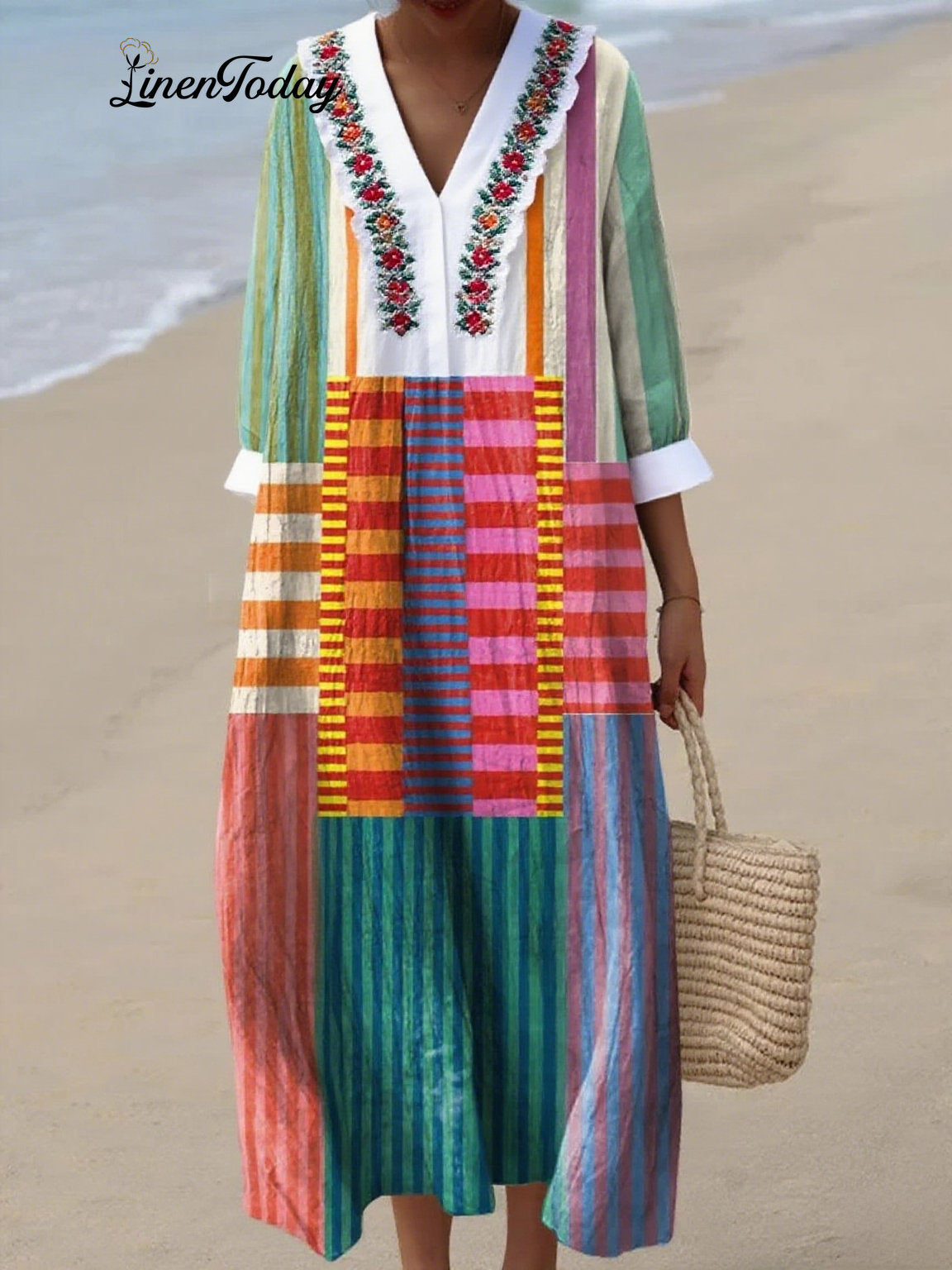 Women's Vintage Abstract Geometry Art Print Dress