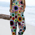 Women's Geometric Pattern Art Print Casual 100% Cotton Wide Leg Jumpsuit