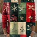 Retro Christmas Pattern Art Print Buttoned Cardigan Sweater