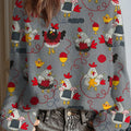 Women's Funny Chicken Art Print Casual Pullover Sweater