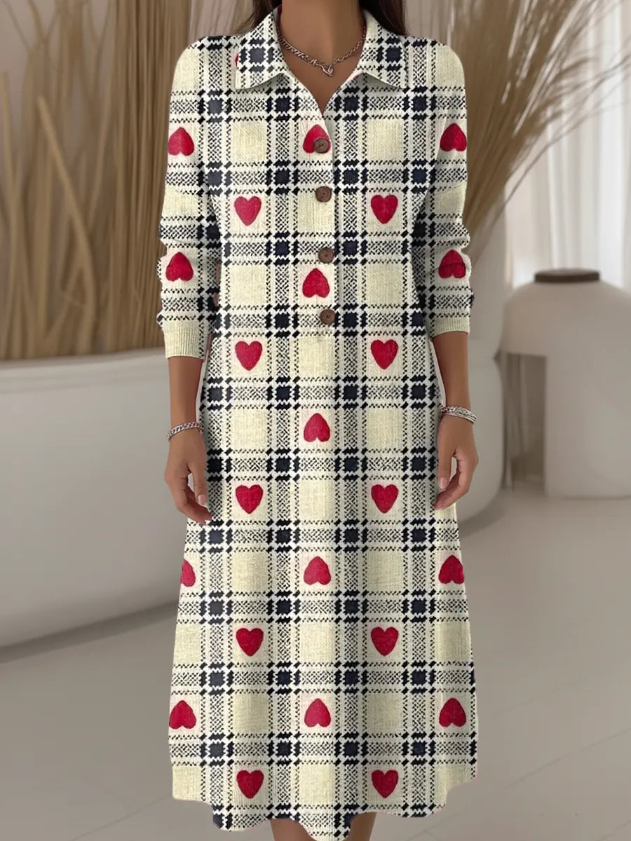 Women's Plaid Pattern Art Print Casual Knitted Dress