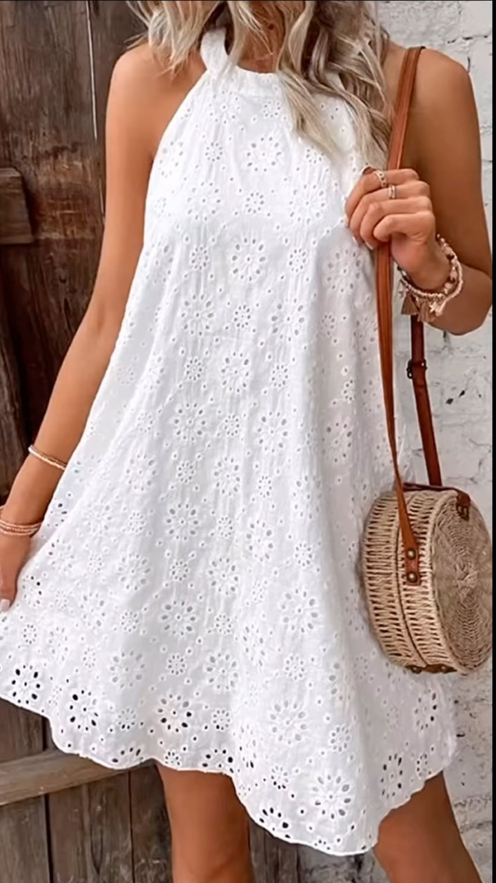 Women's Cotton Embroidered Sleeveless Dress