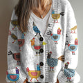 vintage-chicken-art-print-buttoned-v-neck-cardigan-sweater-xxtb