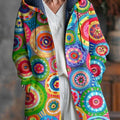 Abstract Colorful Circular Painting Art Print Unisex Plush Thick Long-Sleeved Sweater Cardigan Coat