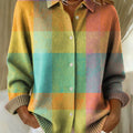 Women's Plaid Pattern Art Print Casual Sweater