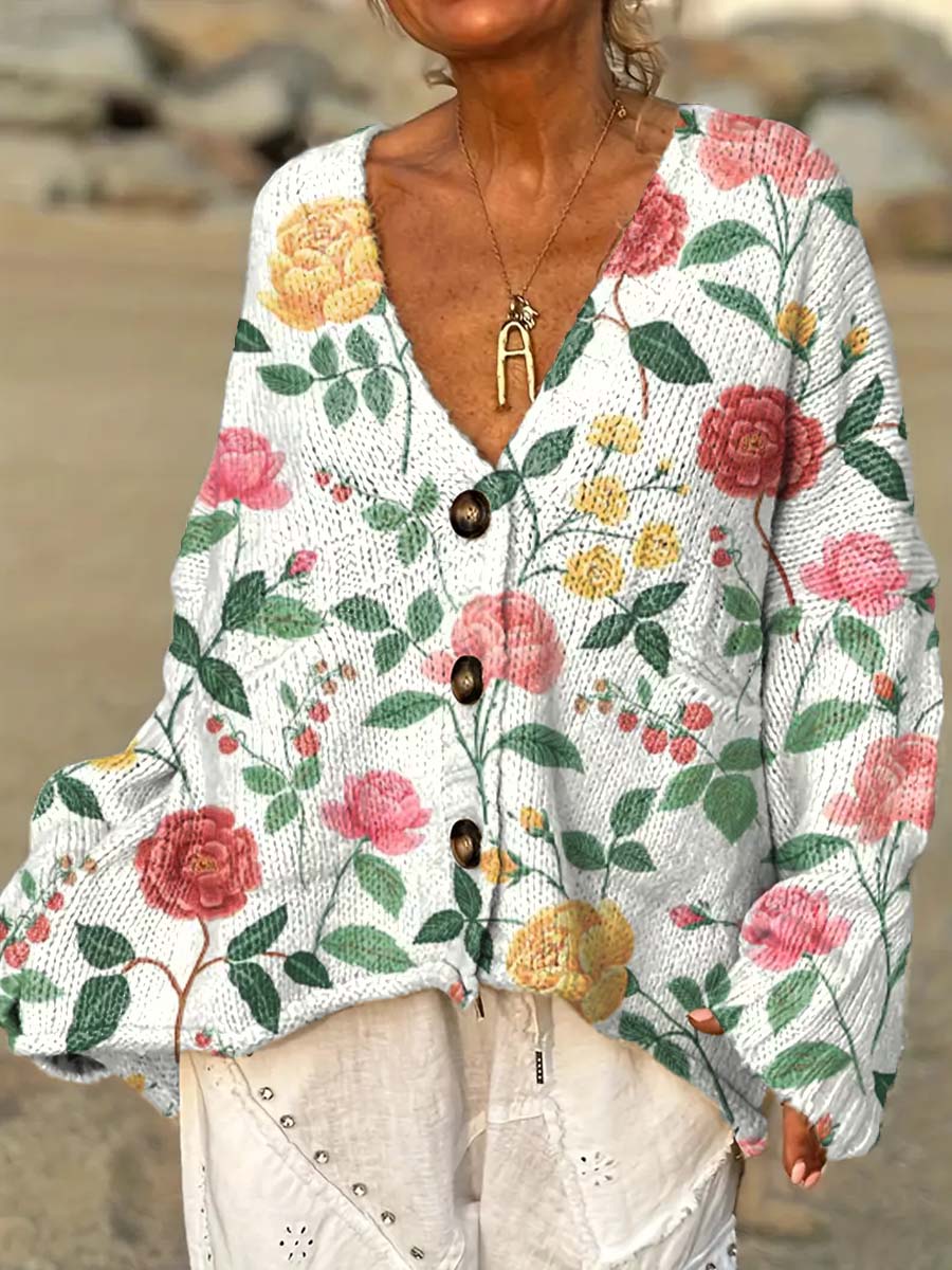 womens-retro-artistic-flowers-casual-pullover-sweater-elgm