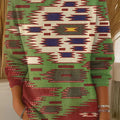 Women's Ethnic Diamond Geometric Pattern Art Print Casual Pullover Sweater