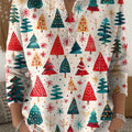 Women's Christmas Tree Art Print Buttoned Cardigan Sweater