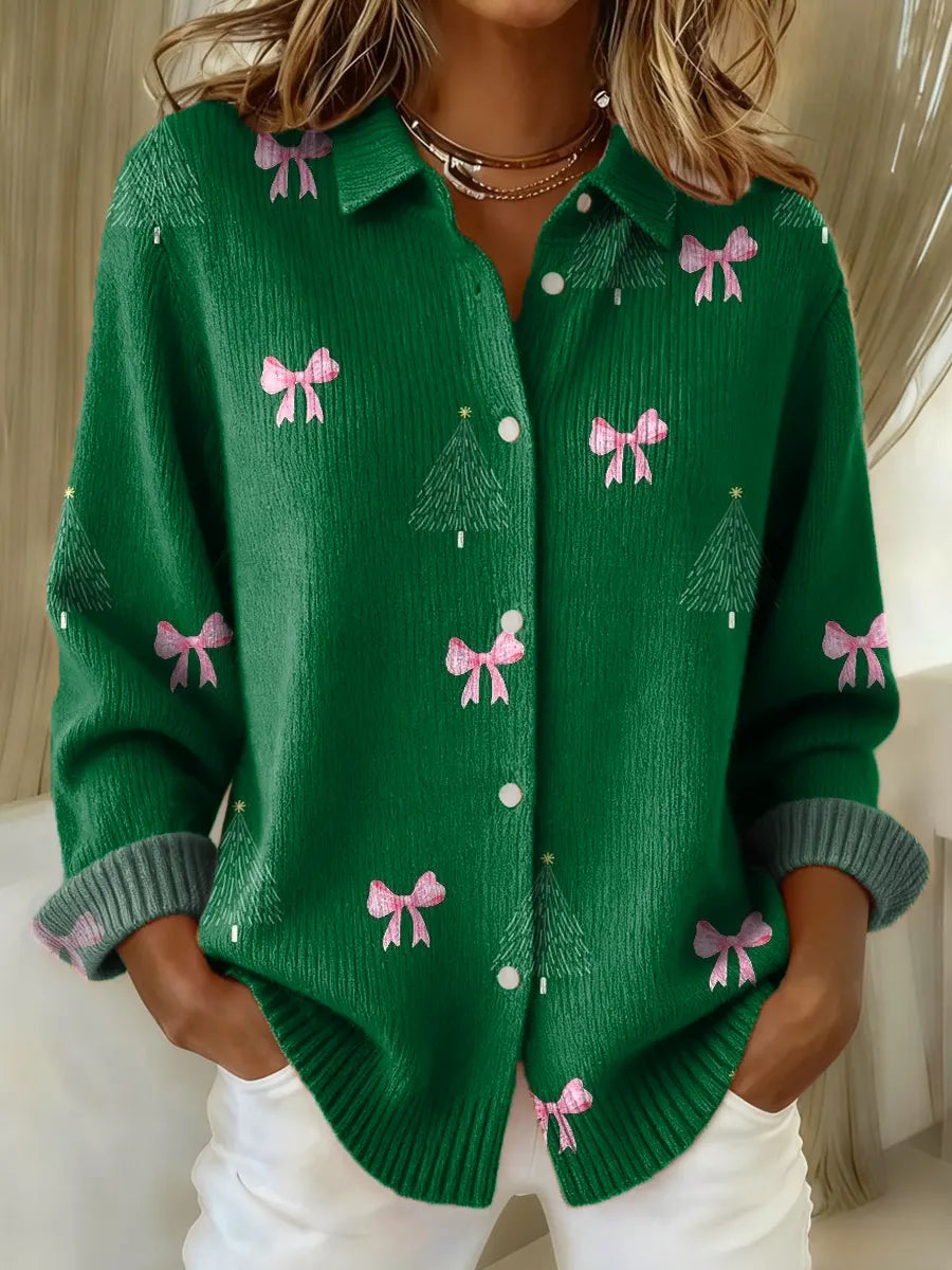 Women's Christmas Tree Pattern Art Print Casual Sweater