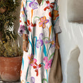 Women's Colorful Irregular Flowers Art Print Dress