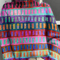 Colored Square Stripes Print Knit Turtleneck Pullover Sweater