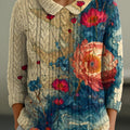womens-vintage-floral-art-print-casual-peter-pan-collar-3-4-sleeve-sweater-wdgv