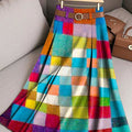 Women's Beautiful Colorful Abstract Color Block Painting Art Print Cotton Skirt