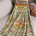 Women's Vintage Flower Art Print Cotton Skirt